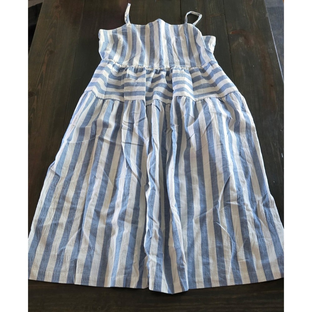 Universal Thread Blue White Striped Tiered Midi Dress‎ Smocked Back XL NWT - Picture 4 of 9